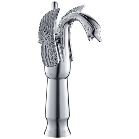 Rubinetti per lavandino Rubinetto per bagno Rubinetto per lavandino Miscelatori per hotel in rame Rubinetti per acqua calda e fredda Lungo, argento