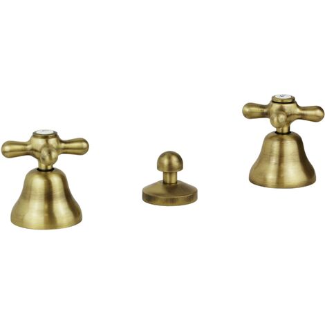 Rubinetto 3 fori per bidet in colore bronzo erogazione dalla ceramica Gattoni Calypso 1114150V0  Bronzo - Piletta con salterello 1"1/4