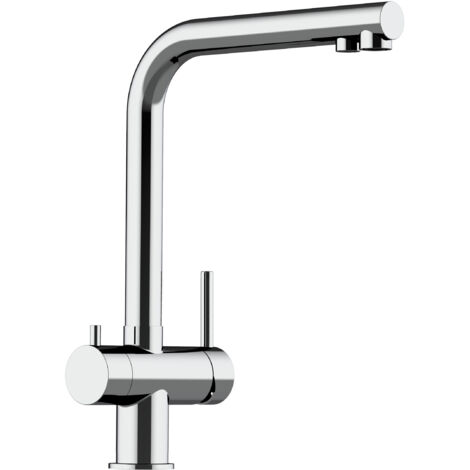 Rubinetto 3 vie miscelatore lavello cucina VIZIO in Acciaio INOX Lucido per utilizzo con sistemi filtro - ACCIAIO CHIRURGICO AISI 316