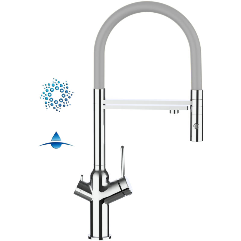 Rubinetto 4 Vie Miscelatore Cucina Cromato Con Canale Separato Per ...