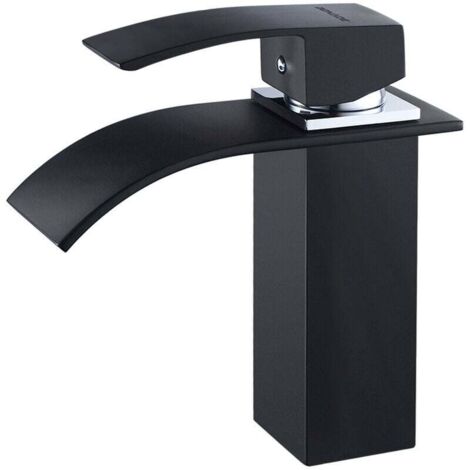 Rubinetto a cascata monoforo, miscelatore per lavabo nero opaco con leva singola in rame, miscelatore per acqua calda e fredda per bagno, superficie ORB