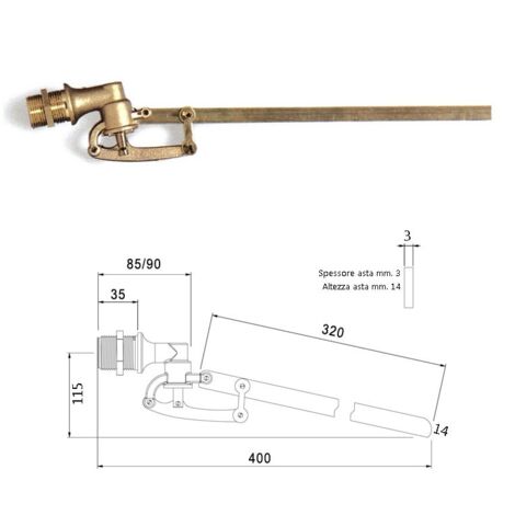 Rubinetto a galleggiante asta piatta ottone da 1" 649700OL1 - -  GIUSEPPE TIRINNANZI - -