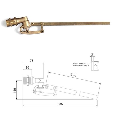 Rubinetto a galleggiante asta piatta ottone da 3/4" 649700OL3/4 - -  GIUSEPPE TIRINNANZI - -