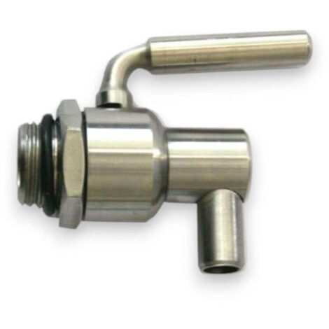 Rubinetto a leva acciaio inox con dado per fusti e serbatoi - M 3/4"