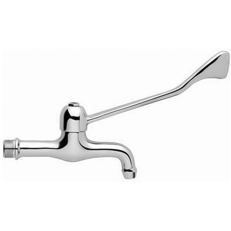 Rubinetto a muro inclinato in ottone cromato con leva clinica linea Cigno