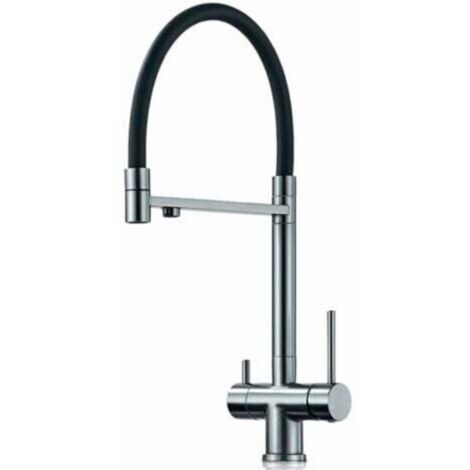 Rubinetto a osmosi inversa a 3 vie, estensibile, design elegante, girevole, della serie Helios, ottone rosso-grigio