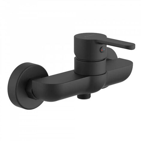Rubinetto a parete nero opaco - Rubinetto e maniglia - Sistema incassato - 44406