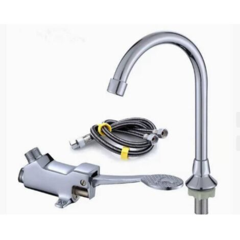 Rubinetto a pedale per laboratorio medico/lavandino del bagno, set di rubinetti per lavamani da laboratorio, interruttore a pedale