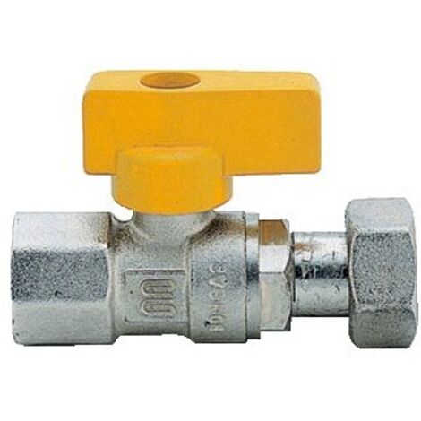 Rubinetto a sfera 1/2" x 3/4" per gas combustibili diritto femmina per scaldabagno G0323N36