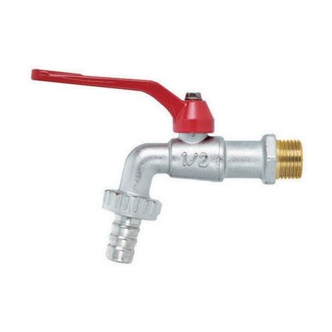 Rubinetto a sfera con portagomma e leva rossa 1/2"  dn 10  pn 15