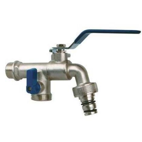 Rubinetto A Sfera + Doppia Uscita Stars Attacco 1/2M Uscite 3/4M+Innesto Rapido - 1 Pz