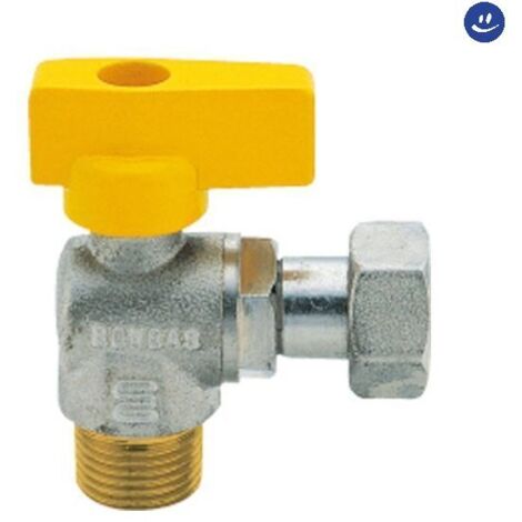 Rubinetto a sfera per gas a squadra maschio 3/4" x 3/4"  dn 20
