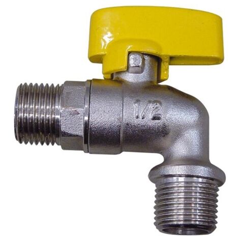 Rubinetto a Sfera per Gas Attacco M M 1/2-1/2  in ottone sbiancato
