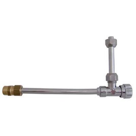 RUBINETTO A SQUADRA X CASSETTA WC + DOPPIA CANNA  OTTONE NICHELATO 3/8M