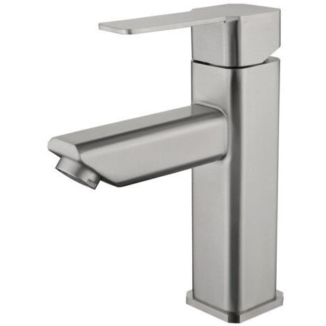 Rubinetto a una broccia in acciaio inox brunito per lavabo di bagno, miscelatore acqua calda e fredda