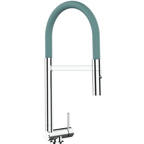 Rubinetto abbattibile a soli 4,5 cm, miscelatore cucina cromato per sottofinestra canna turchese movibile e doccia due getti staccabile