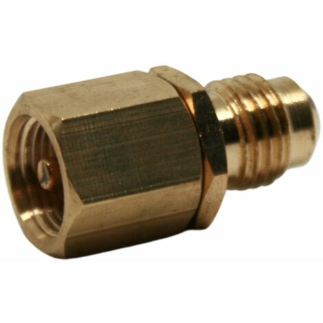 RUBINETTO ADATTATORE BOMBOLA GAS R600 A OTTONE GIREVOLE 7/16 USCITA TUBO 1/4