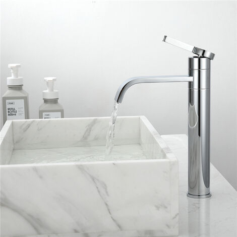 UBEEGOL Rubinetto Alto Lavabo Bagno Cascata Rubinetto lavabo Alto Rubinetto Sopra il Lavabo Rubinetto Lavabo da Appoggio Miscelazione Acqua Calda e Fredda in Ottione Cromato per Bagno