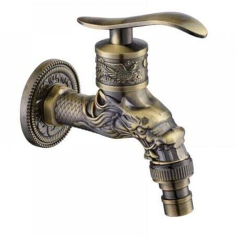Rubinetto antico semplice per lavatrice a freddo per piscina, rubinetto da esterno a 4 punti per balcone, rubinetto retrò in bronzo