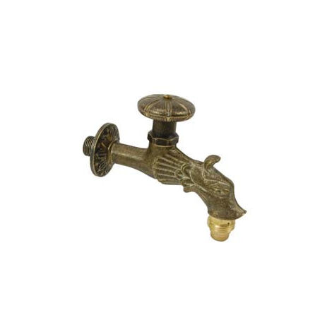 Rubinetto artistico in ottone a vitone bronzo anticato attacco m 1/2
