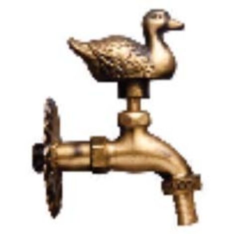RUBINETTO ARTISTICO IN OTTONE ORO ANTICATO CON PAPERO- - attacco M1/2 - raccordo terminale M 3/4 - 1 pezzi VETTE