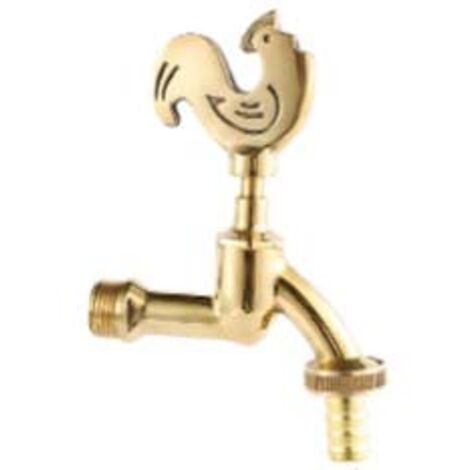 RUBINETTO ARTISTICO IN OTTONE ORO LUCIDO GALLO LIMP- - attacco M1/2 - raccordo terminale M 3/4 - 1 pezzi VETTE