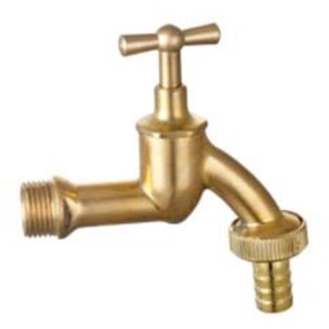 RUBINETTO ARTISTICO IN OTTONE ORO LUCIDO LIMP- - attacco M1/2 - raccordo terminale M 3/4 - 1 pezzi VETTE