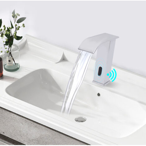 Rubinetto automatico senza contatto sensore, corpo quadrato, rubinetto lavabo automatico bagno, rubinetto lavabo cascata senza contatto infrarossi