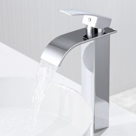 Rubinetto bagno a cascata bocca alta, rubinetto miscelatore bagno rubinetto miscelatore monocomando lavabo per bagno lavabo, cromato