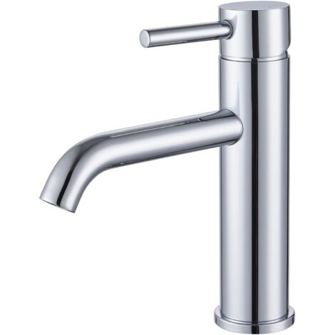 Rubinetto Bagno Miscelatore Lavabo Cromato, Rubinetto Lavabo Acciaio Inossidabile, Regolazione Freddo e Caldo, Altezza Beccuccio 95 mm
