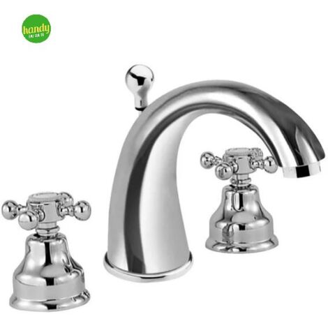Rubinetto batteria lavabo 3 fori cromato con manopole serie anais scarico 11/4" EURORAMA