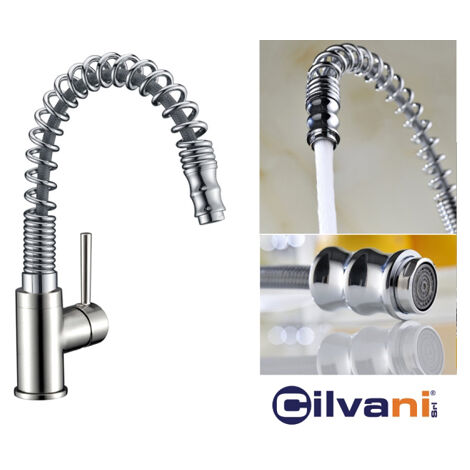 Rubinetto canna flessibile e doccetta estraibile miscelatore monocomando per lavello Cilvani - Riccio N020