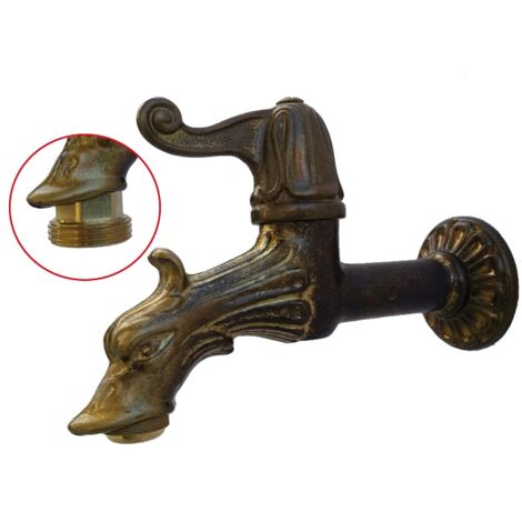Rubinetto in ottone con portagomma per fontana casa giardino da 1//2/"