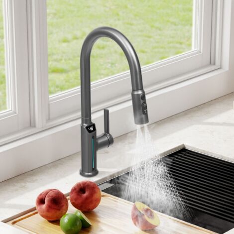 Rubinetto con display digitale, rubinetto acqua cucina con display digitale, rubinetto LED acqua fredda e calda