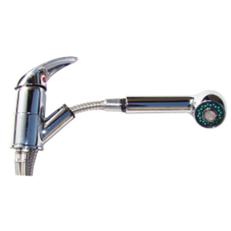 Rubinetto con doccetta estraibile miscelatore monocomando per lavello/lavabo cromato - Mod. Asia