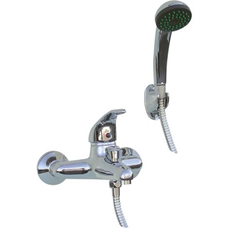 Rubinetto con doccetta flessibile supporto miscelatore monocomando vasca in ottone cromato