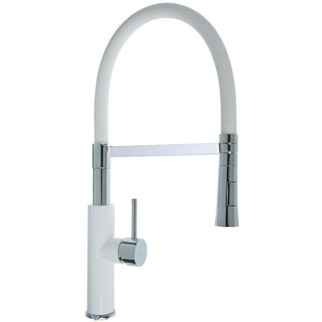 Rubinetto con doccetta in silicone a canna alta miscelatore in da cucina 2 modalità di getto acciaio bianco