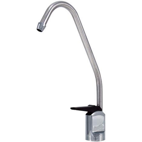 Rubinetto cromato a pulsante nero per apparecchiature domestiche ad osmosi inversa. Per l'erogazione di Acqua Osmotizzata. Installazione facile. Realizzato con materiali di qualità. Bbagua.