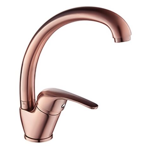 Rubinetto cucina a canna alta in ottone ramato Remy