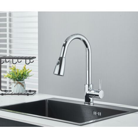 SUGUWORD Rubinetto Cucina con Doccetta Estraibile Miscelatore Cucina Cromo in Acciaio Inox con Bocca Alta Girevole a 360° Rubinetti Cucina Rubinetto per Cucina