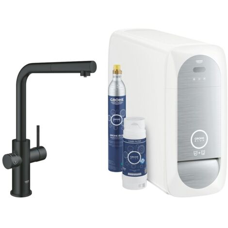 Rubinetto Cucina Grohe Blue Home Bocca L Nero Opaco con Doccetta estraibile  31539KS0 Nero Opaco