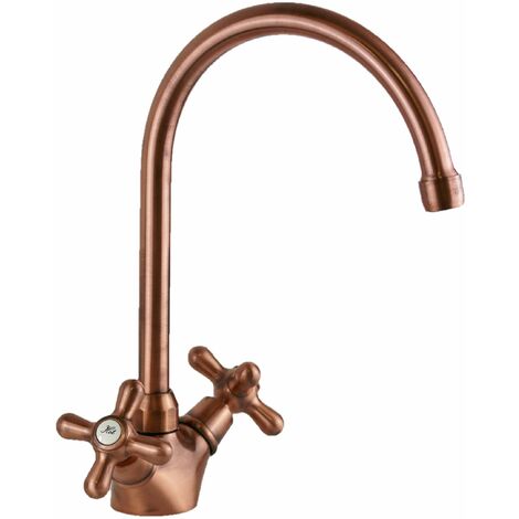 Rubinetto cucina in colore rame antico doppia maniglia Gattoni 5692/RER0  Rame Antico