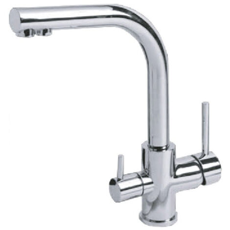 Rubinetto Cucina Miscelatore a 3 Vie Lavello in Ottone Acqua pura Cromato