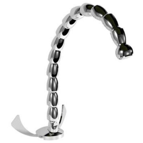 Rubinetto Cucina Miscelatore Doppio Comando Lavello Canna Tonda in Acciaio Dumbo Inox