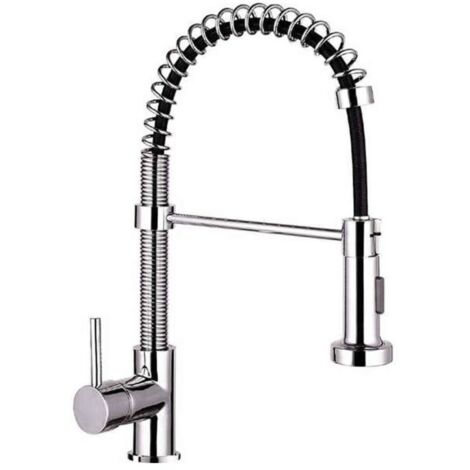 Rubinetto Cucina Miscelatore Monocomando Doccetta Estraibile a Molle in Ottone Anaconda Cromato