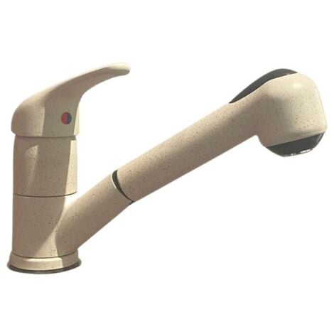 Rubinetto Cucina Miscelatore Monocomando Doccetta Estraibile in Ottone Paini Mixo Granito Beige