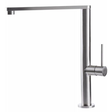 Rubinetto Cucina Miscelatore Monocomando Lavello Canna Piatta in Acciaio Inox River