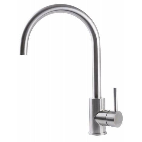 Rubinetto Cucina Miscelatore Monocomando Lavello Canna Tonda Girevole in Acciaio Inox