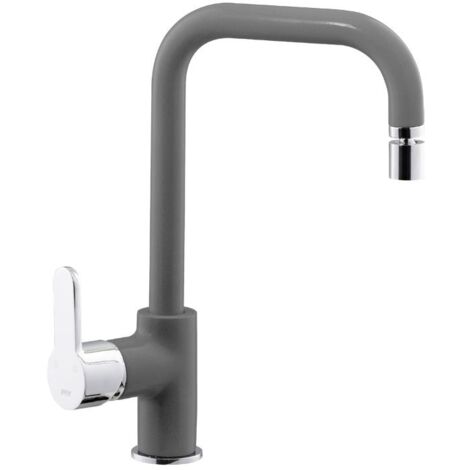 Rubinetto Cucina Miscelatore Monocomando Lavello Canna Tonda in Ottone Lento Cromato