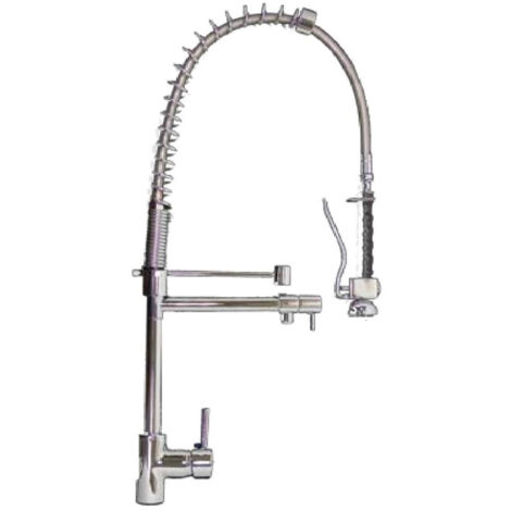 Rubinetto Cucina Miscelatore Monocomando Lavello con Molla Girevole in Ottone Grand Chef Cromato